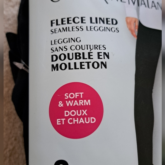 New! Catherine Malandrino Leggings 2 Pack Fleece Lined Size Medium Black - Picture 2 of 11